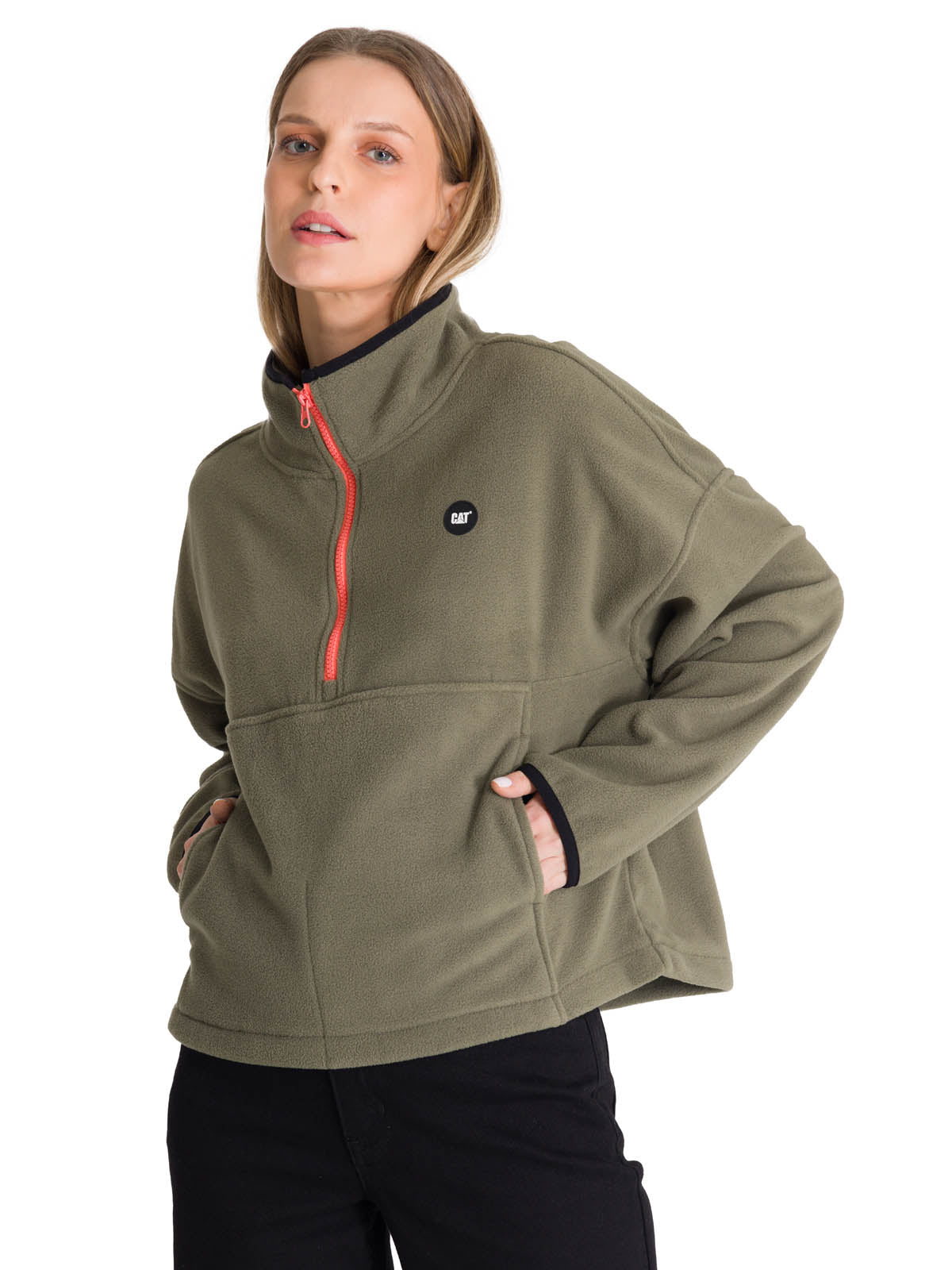 Polar Fleece Mujer Boxy Oversized Verde CAT