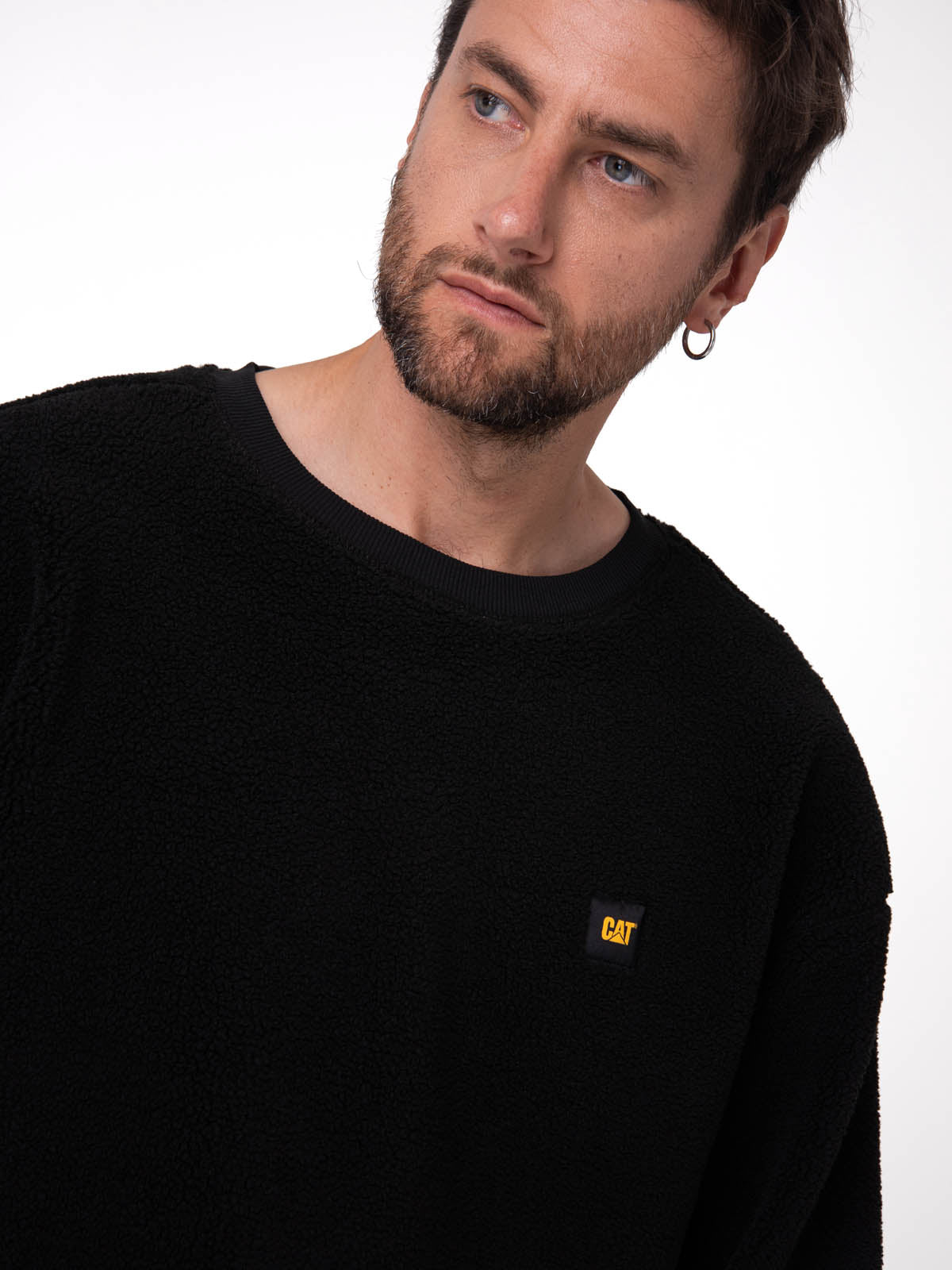 Polar Manga Larga Hombre Sherpa Crewneck Negro CAT