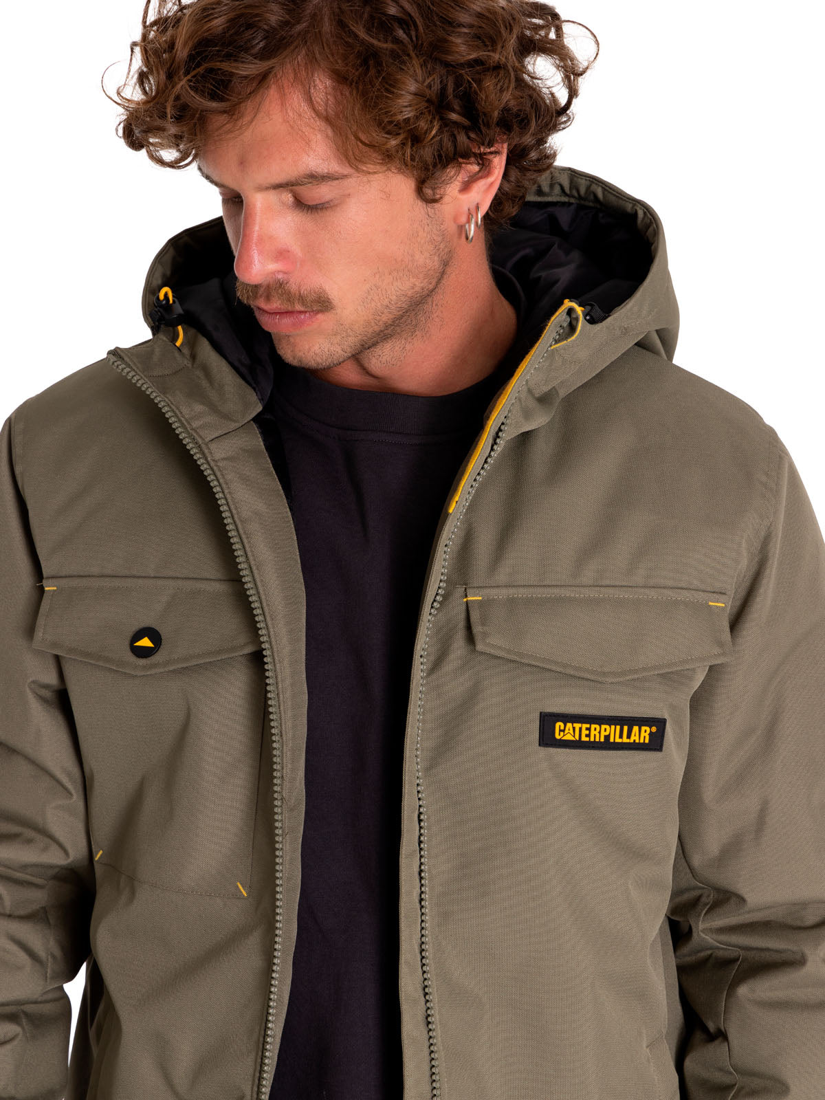 Chaqueta Casual Hombre Heavyweight Insulated Hooded Work Jacket Verde Cat
