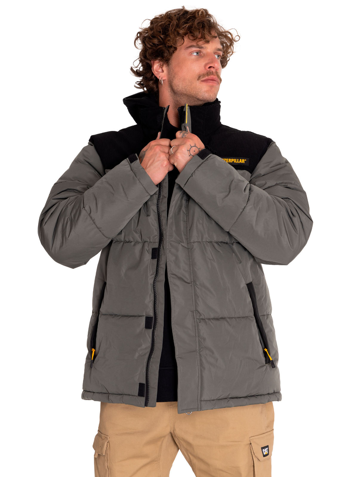 Parka Casual Hombre Heavyweight Insulated Puffer Jacket Gris Cat