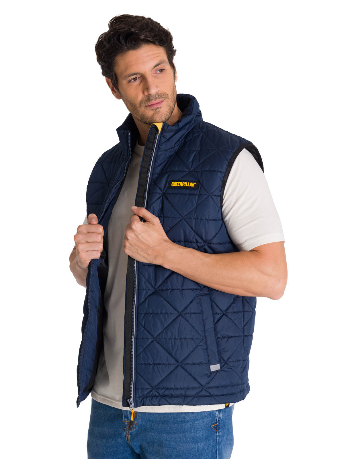Chaqueta Sin manga Casual Hombre MEDIUMWEIGHT INSULATED TRIANGLE QUILTED VEST Azul CAT