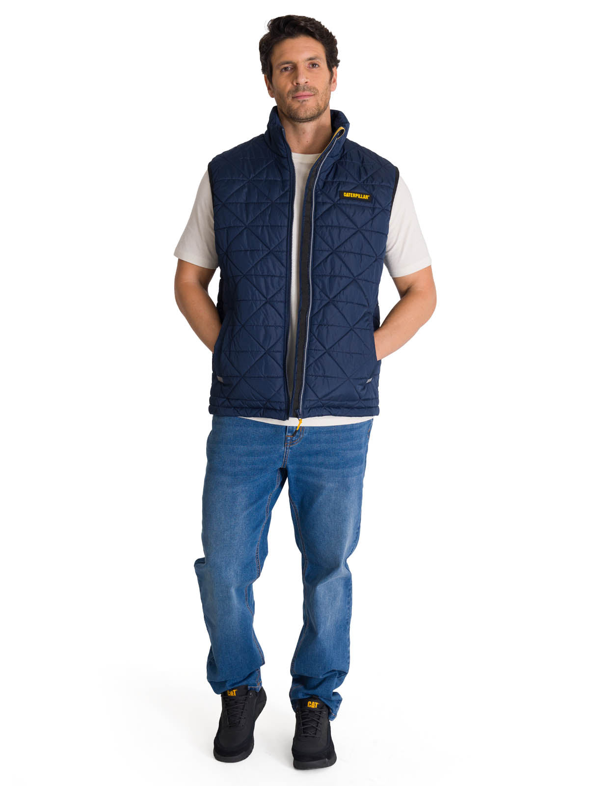 Chaqueta Sin manga Casual Hombre MEDIUMWEIGHT INSULATED TRIANGLE QUILTED VEST Azul CAT