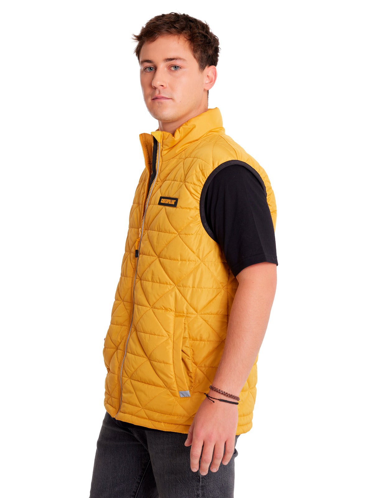 Chaqueta Sin manga Casual Hombre MEDIUMWEIGHT INSULATED TRIANGLE QUILTED VEST Amarillo CAT