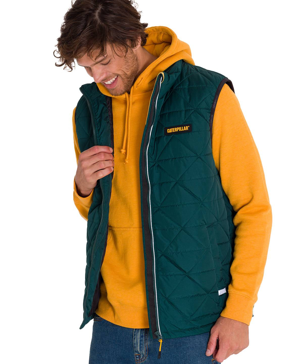 Parka Sin Mangas Hombre Mediumweight Insulated Triangle Quilted Verde Petróleo Cat