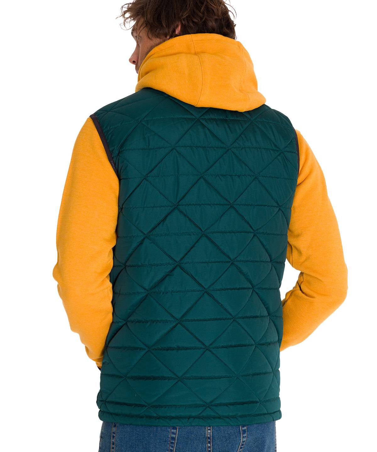 Parka Sin Mangas Hombre Mediumweight Insulated Triangle Quilted Verde Petróleo Cat