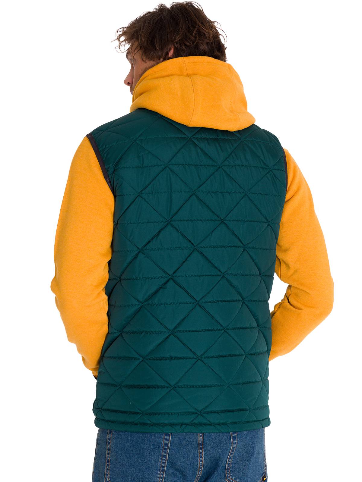 Parka Sin Mangas Hombre Mediumweight Insulated Triangle Quilted Verde Petróleo Cat