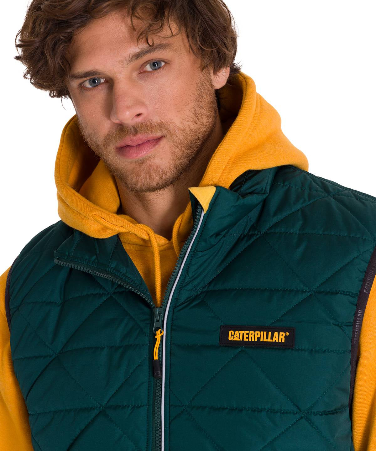 Parka Sin Mangas Hombre Mediumweight Insulated Triangle Quilted Verde Petróleo Cat
