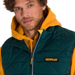 Parka Sin Mangas Hombre Mediumweight Insulated Triangle Quilted Verde Petróleo Cat