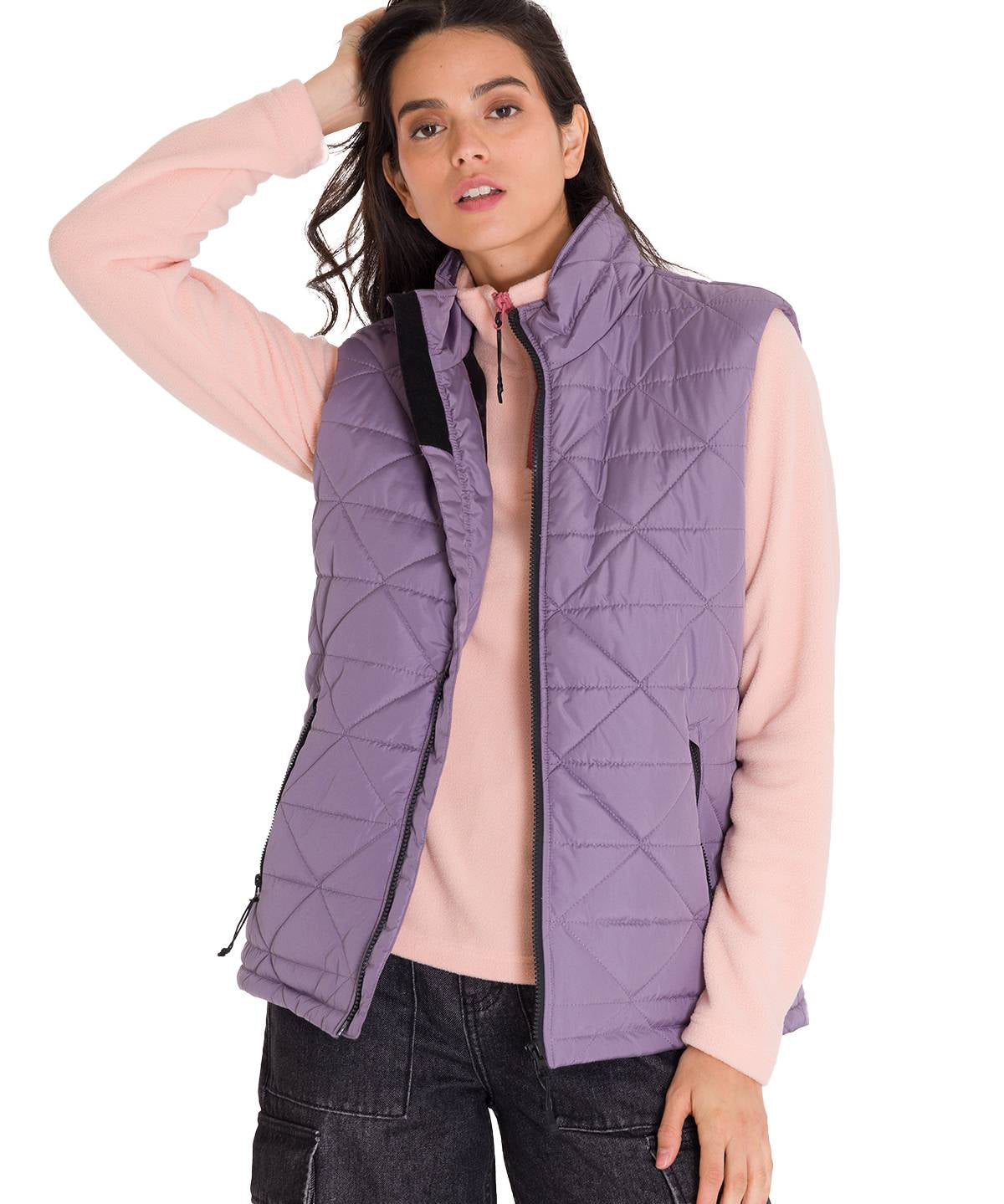 Parka Sin Mangas Mujer W Mediumweight Insulated Triangle Quilted Vest Lila Cat