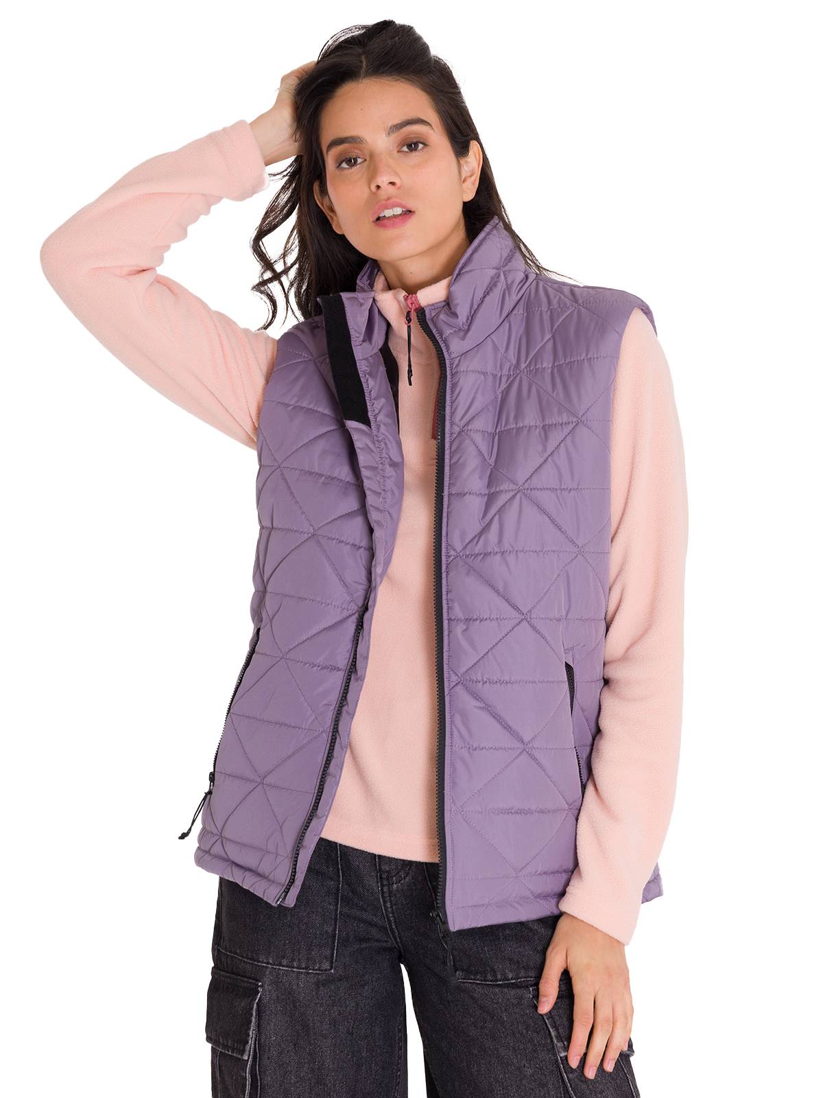 Parka Sin Mangas Mujer W Mediumweight Insulated Triangle Quilted Vest Lila Cat