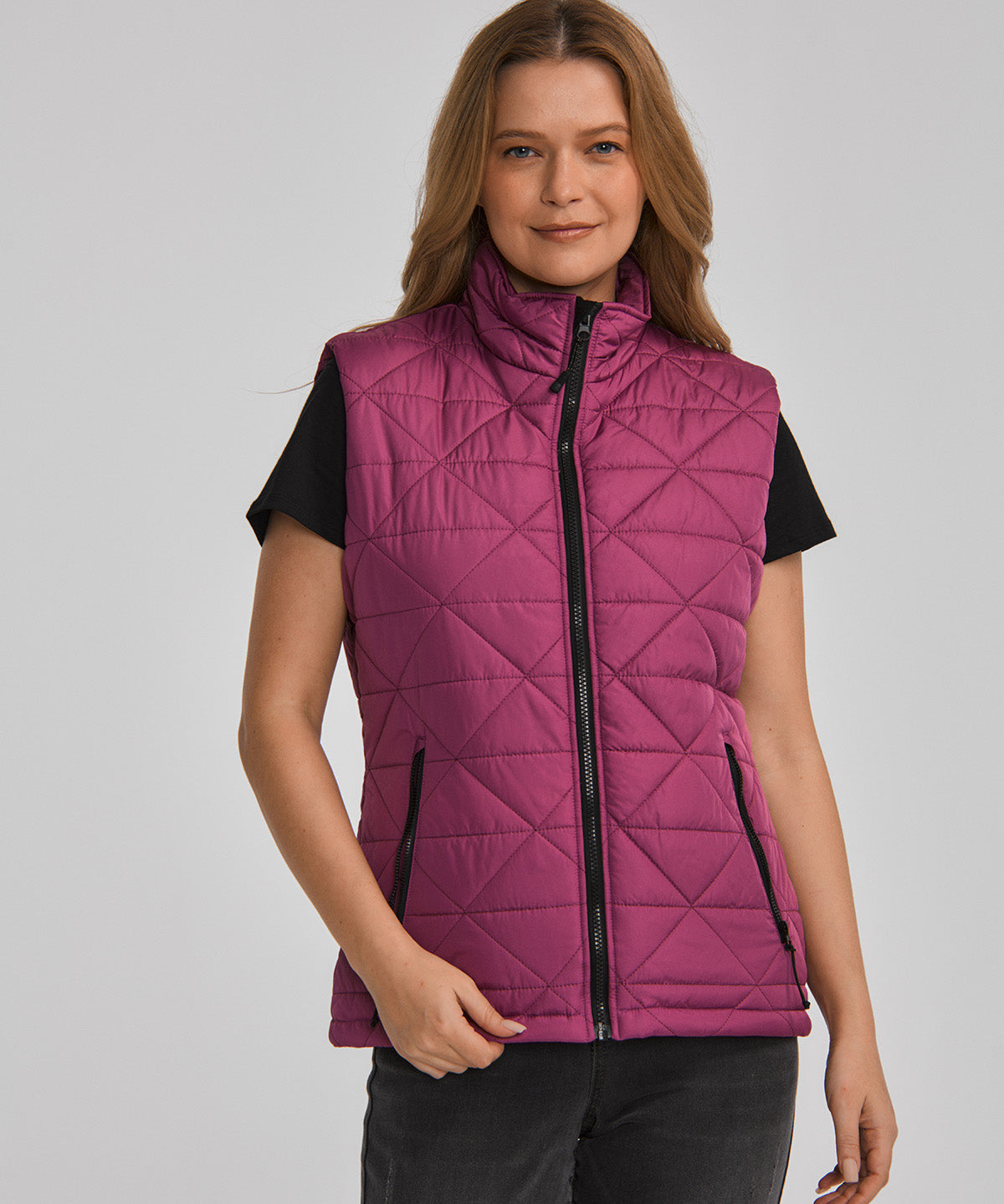 Chaqueta Sin manga Casual Mujer W MEDIUMWEIGHT INSULATED TRIANGLE QUILTED VEST Rosado CAT