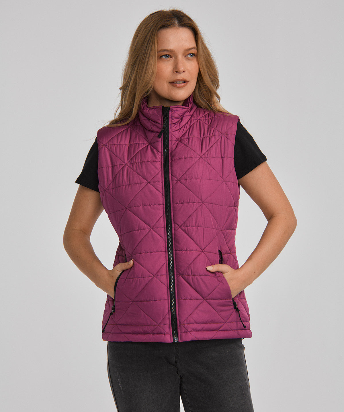 Chaqueta Sin manga Casual Mujer W MEDIUMWEIGHT INSULATED TRIANGLE QUILTED VEST Rosado CAT