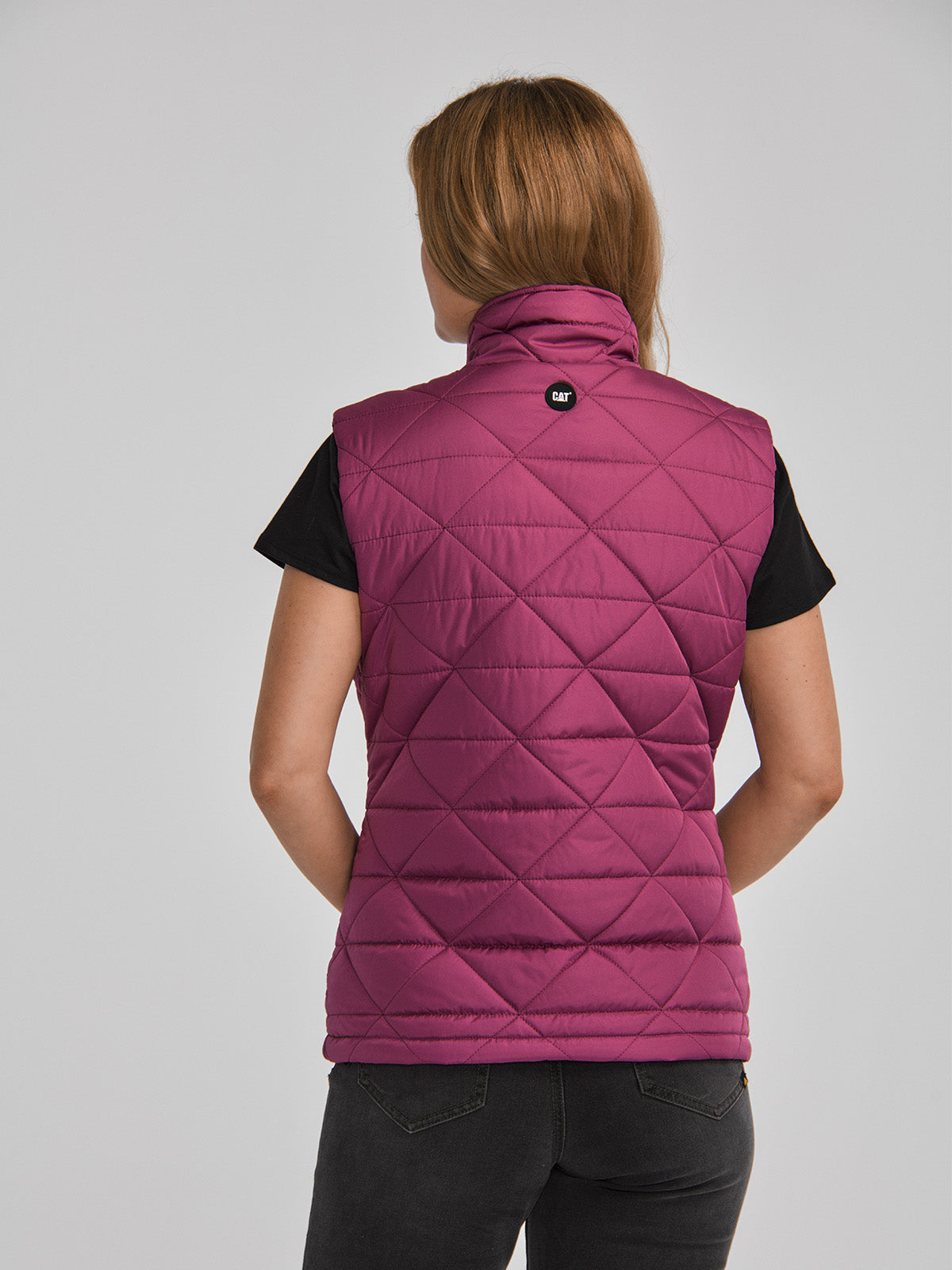 Chaqueta Sin manga Casual Mujer W MEDIUMWEIGHT INSULATED TRIANGLE QUILTED VEST Rosado CAT