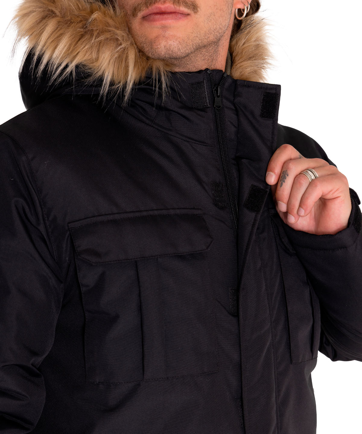 Parka Casual Hombre Mediumweight Insulated Utility Parka Negro Cat