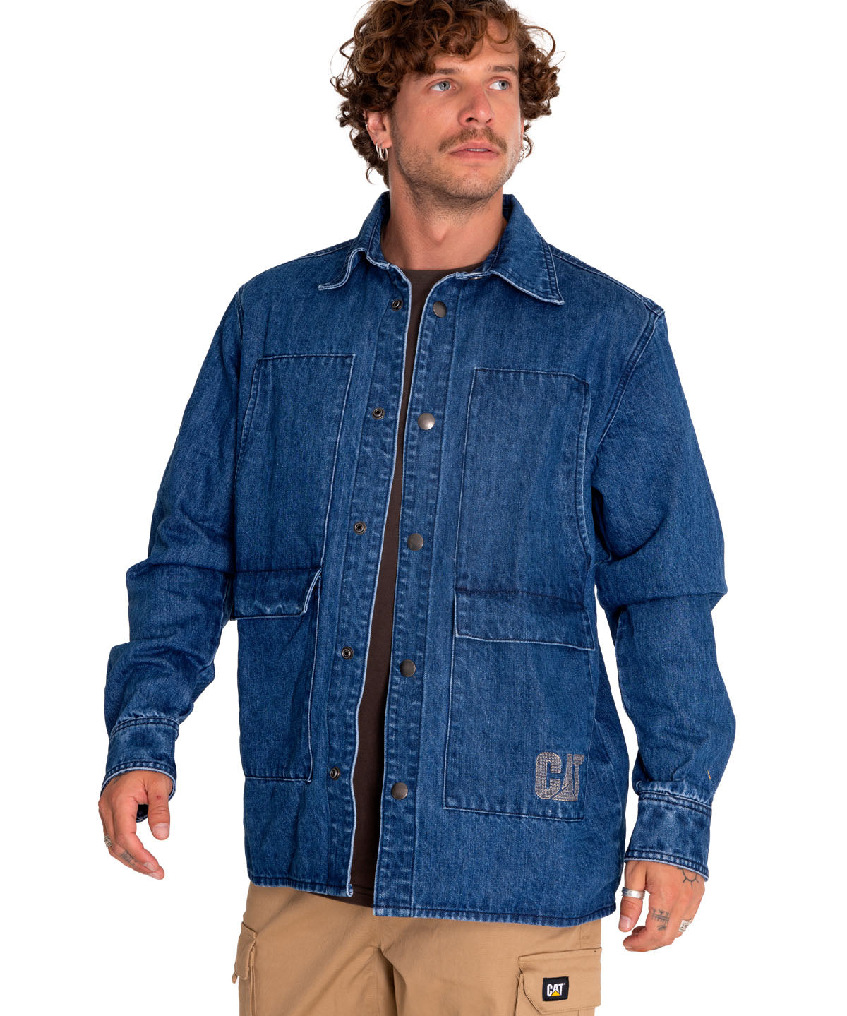 Chaqueta Casual Unisex Rigid Denim Heavy Overshirt Gris Cat