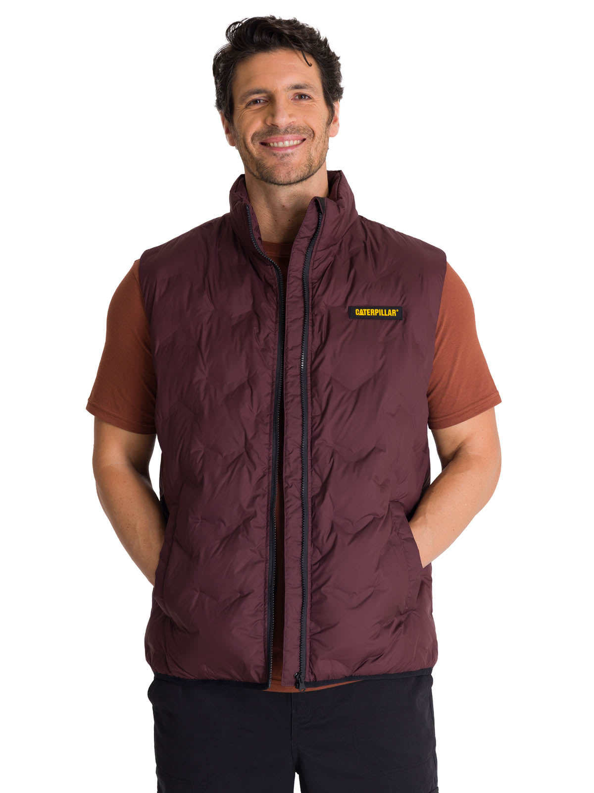 Chaqueta Sin Mangas Hombre Bonded Granate CAT