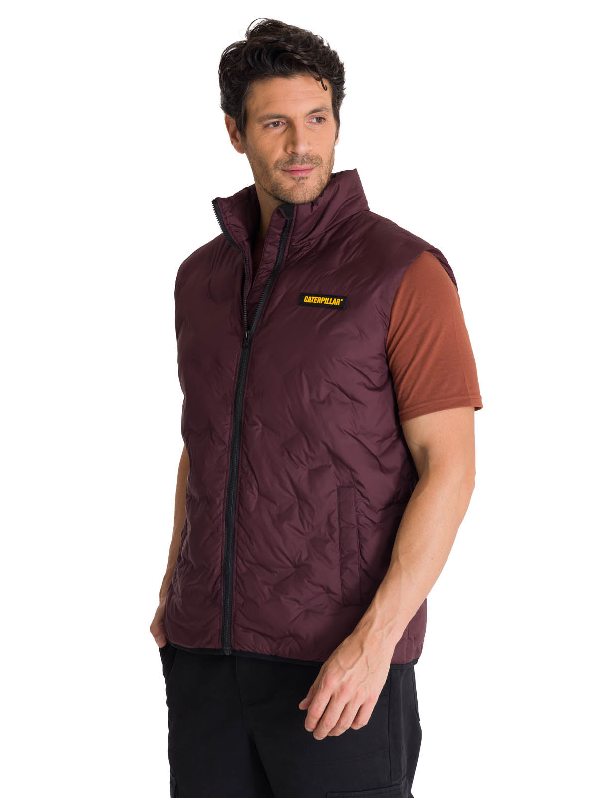 Chaqueta Sin Mangas Hombre Bonded Granate CAT