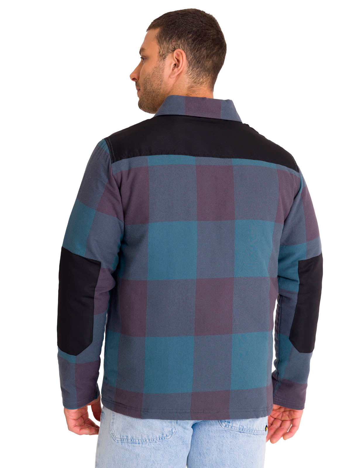 Chaqueta Manga Larga Hombre Flannel Snap Front Lightweight Insulated Petróleo Cat