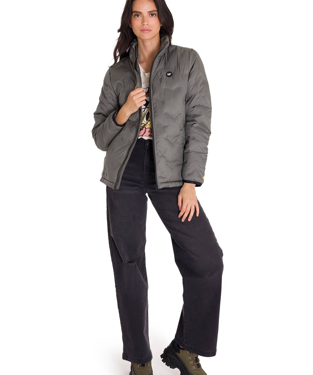 Parka Manga Larga Mujer W Bonded Medium Weight Insulated Gris Cat