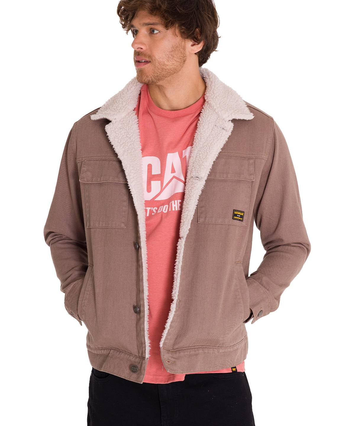 Chaqueta Manga Larga Unisex Sherpa Lined Work Taupe Cat