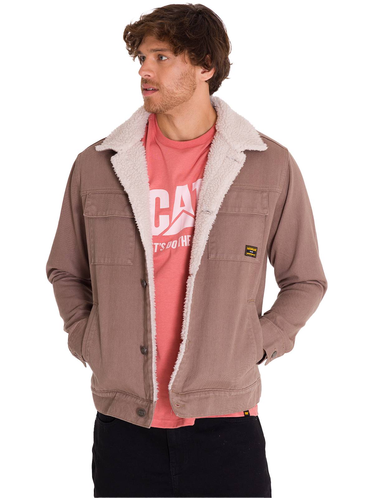 Chaqueta Manga Larga Unisex Sherpa Lined Work Taupe Cat