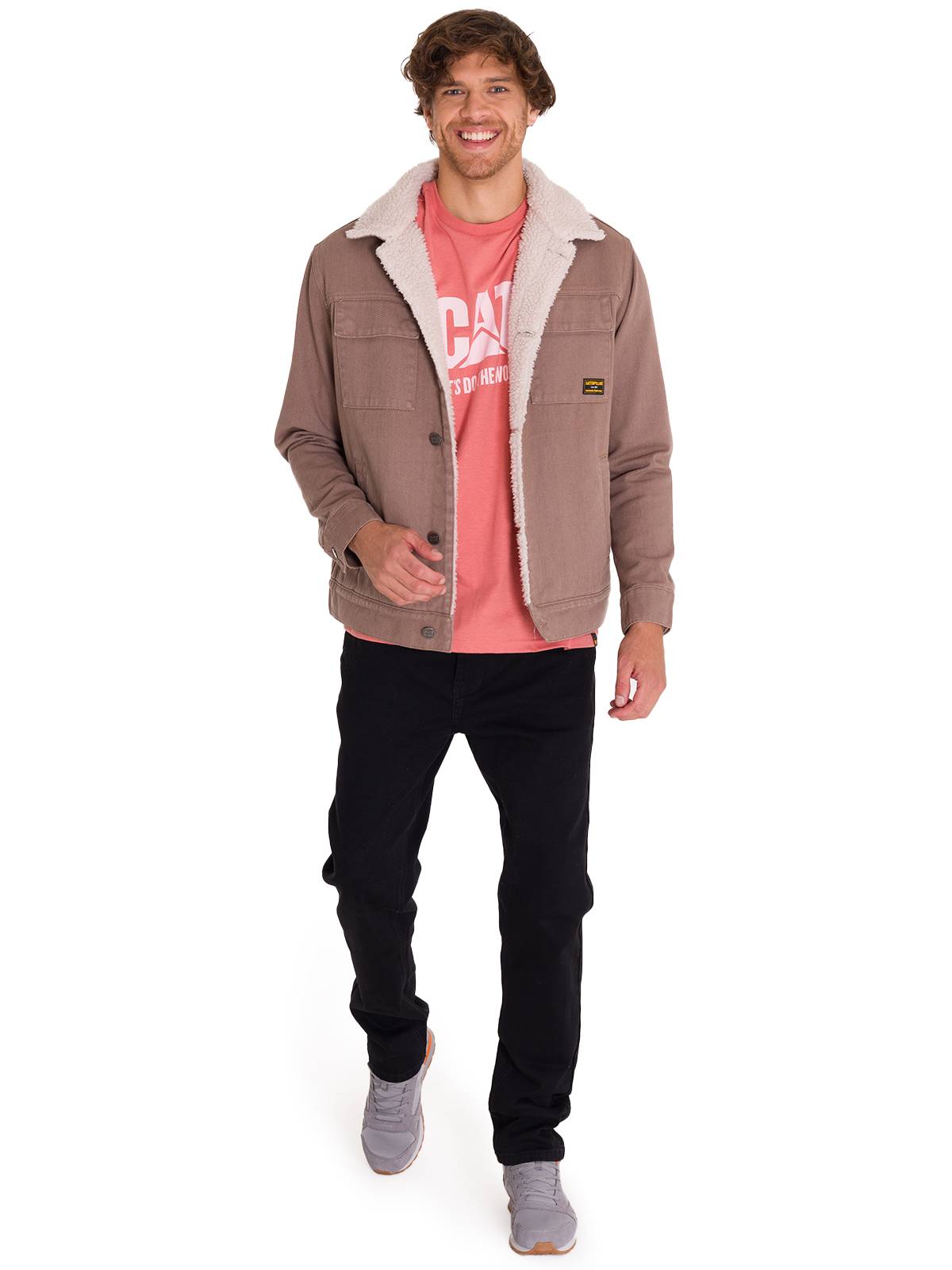 Chaqueta Manga Larga Unisex Sherpa Lined Work Taupe Cat