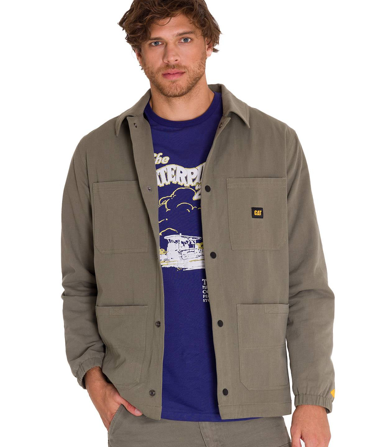 Chaqueta Manga Larga Hombre SNAP FRONT COACH Oliva Cat