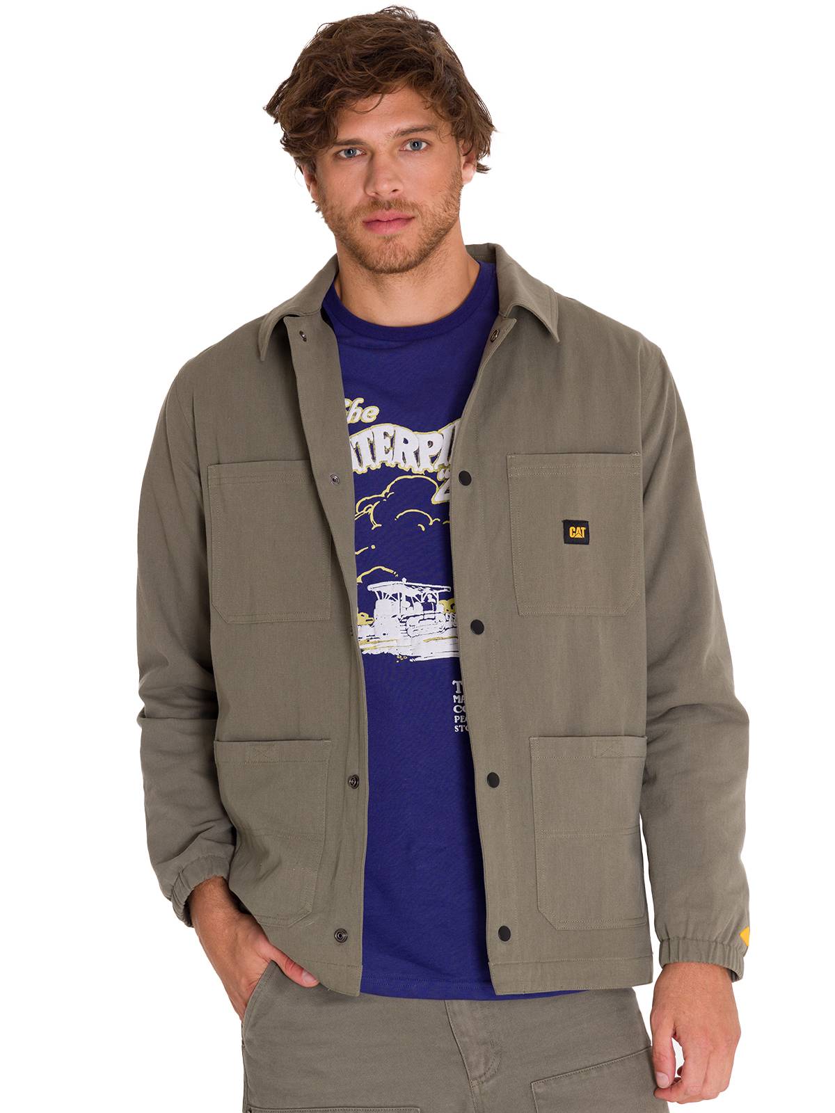 Chaqueta Manga Larga Hombre SNAP FRONT COACH Oliva Cat