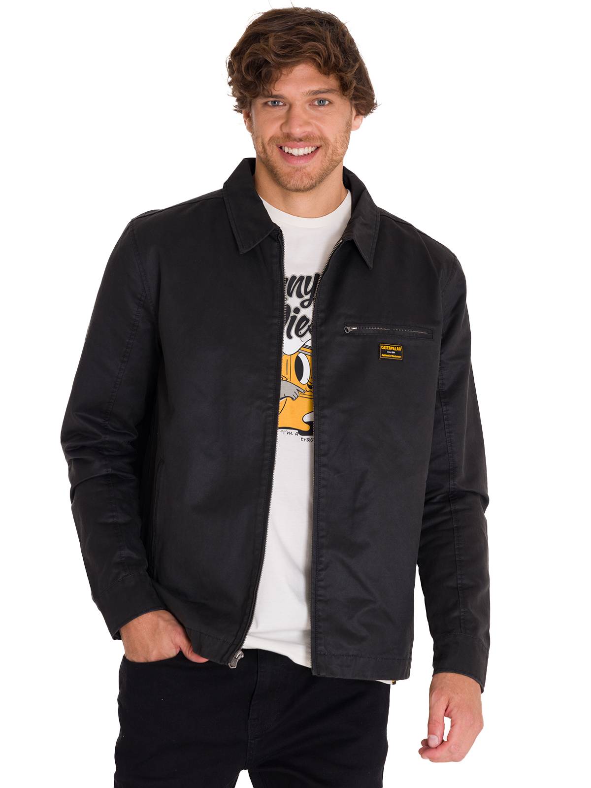 Chaqueta Manga Larga Hombre WAXED CHORE Negra Cat