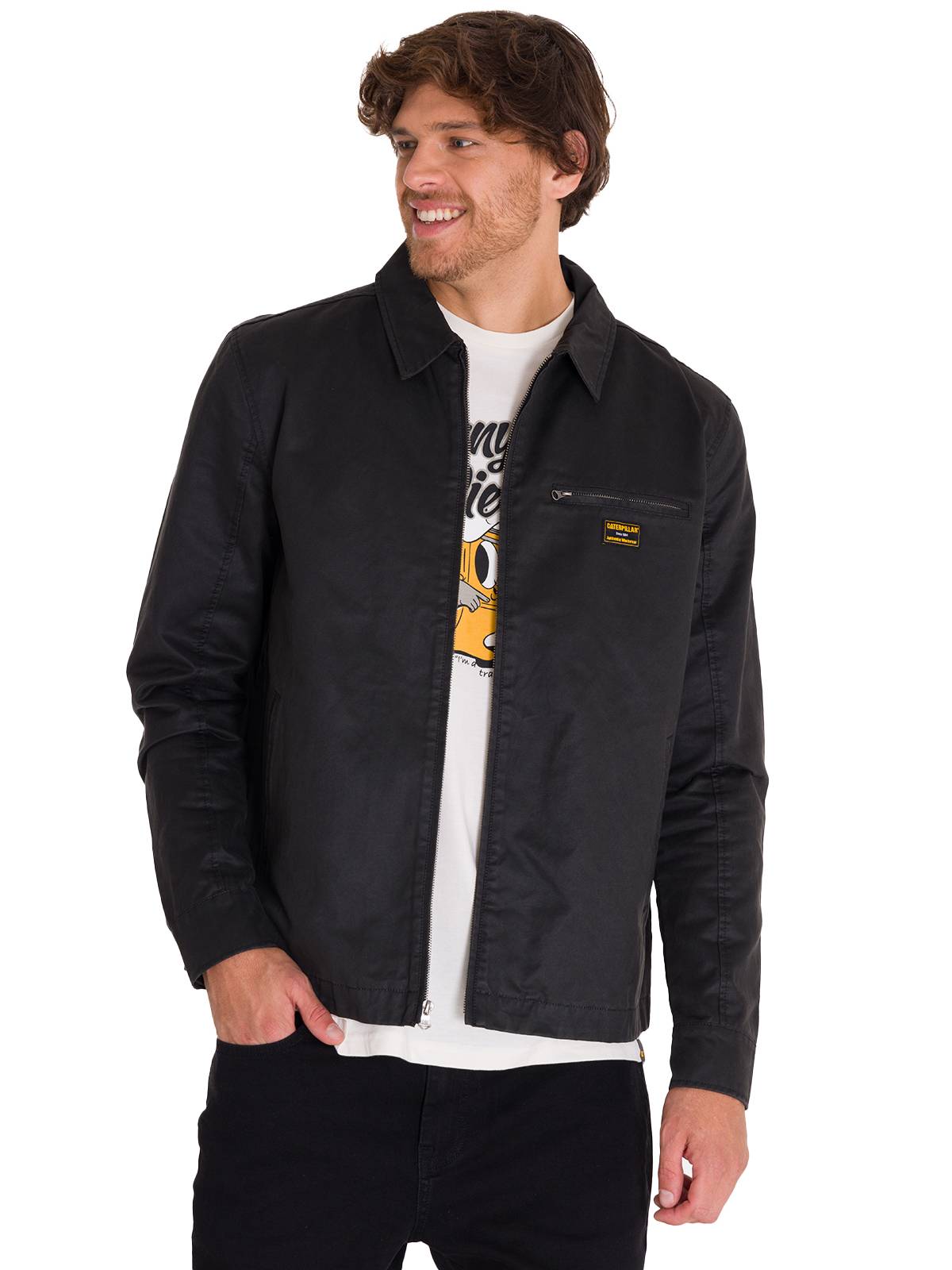 Chaqueta Manga Larga Hombre WAXED CHORE Negra Cat