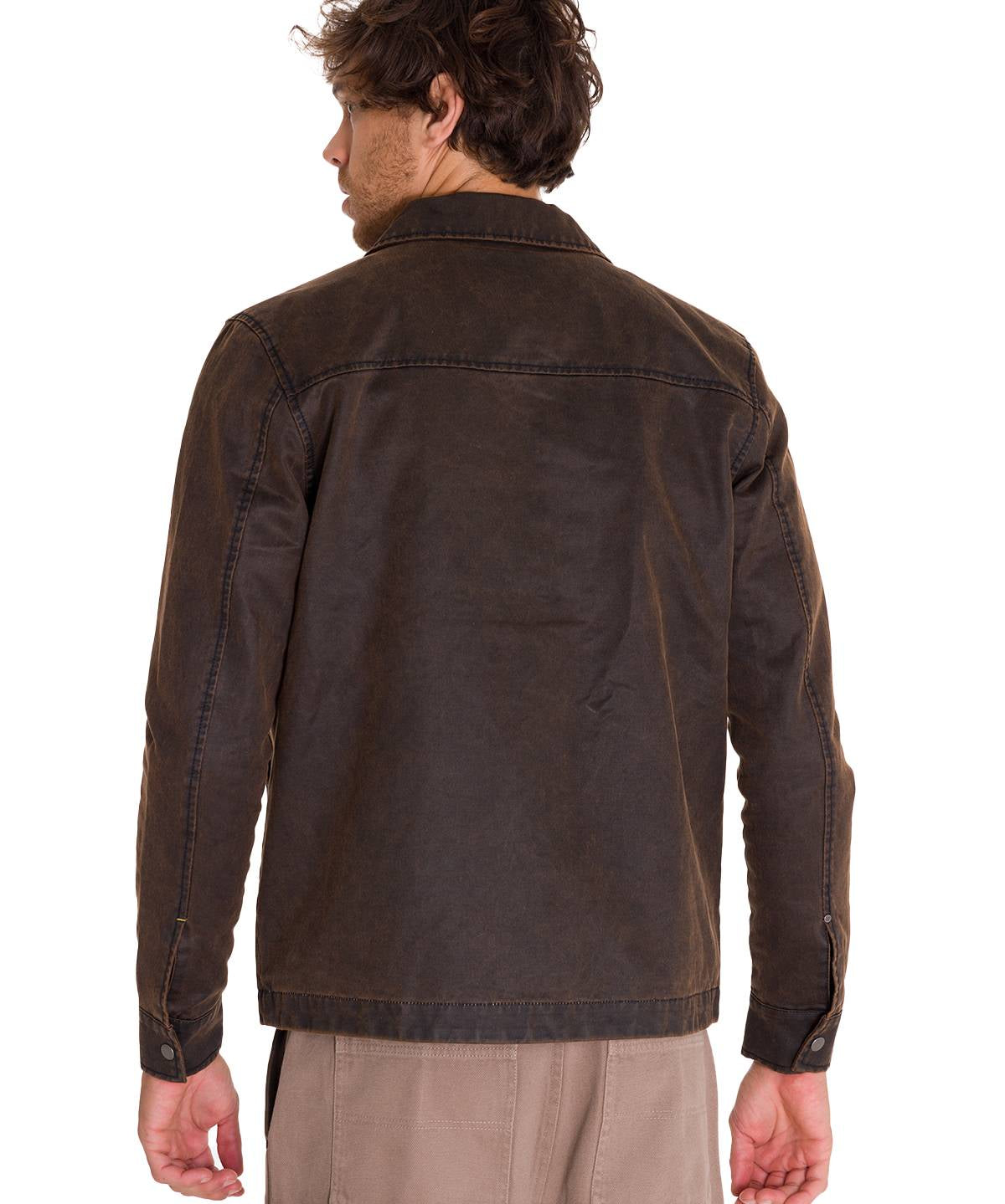 Chaqueta Manga Larga Hombre WAXED CHORE Café Oscura Cat