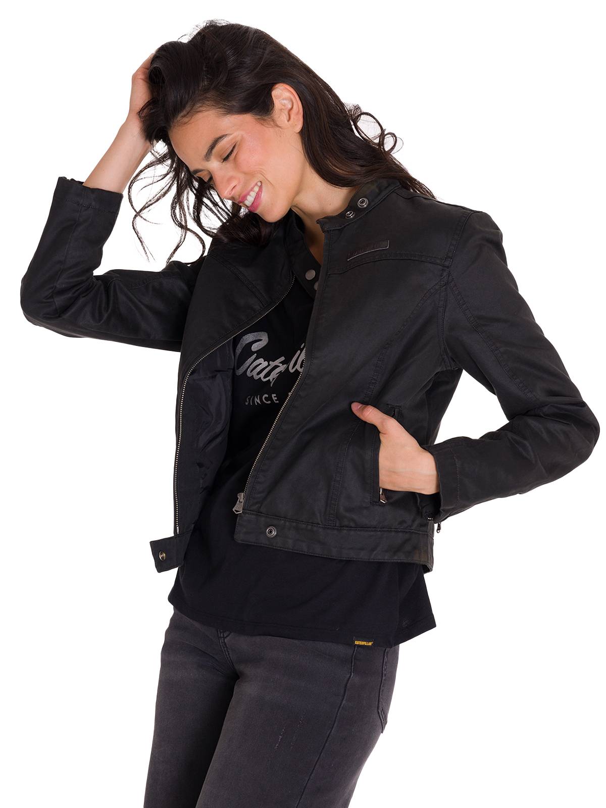 Chaqueta Manga Larga Casual Mujer WAXED MOTO Negra Cat