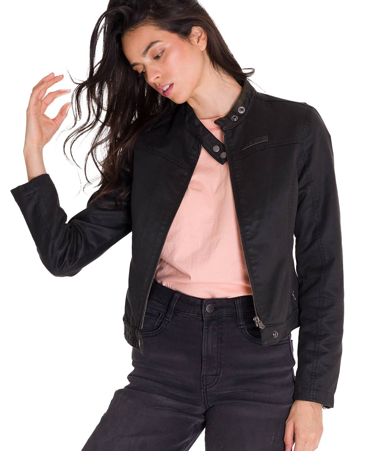 Chaqueta Manga Larga Casual Mujer WAXED MOTO Negra Cat