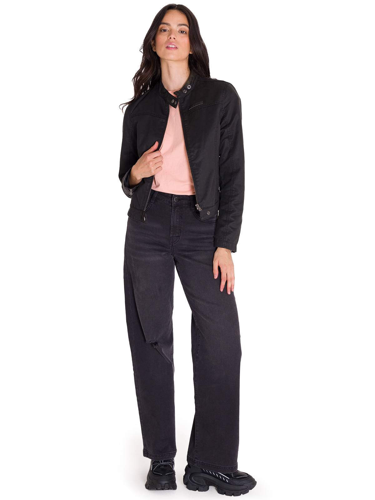 Chaqueta Manga Larga Casual Mujer WAXED MOTO Negra Cat