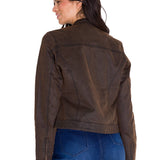 Chaqueta Manga Larga Casual Mujer WAXED MOTO Café Oscura Cat