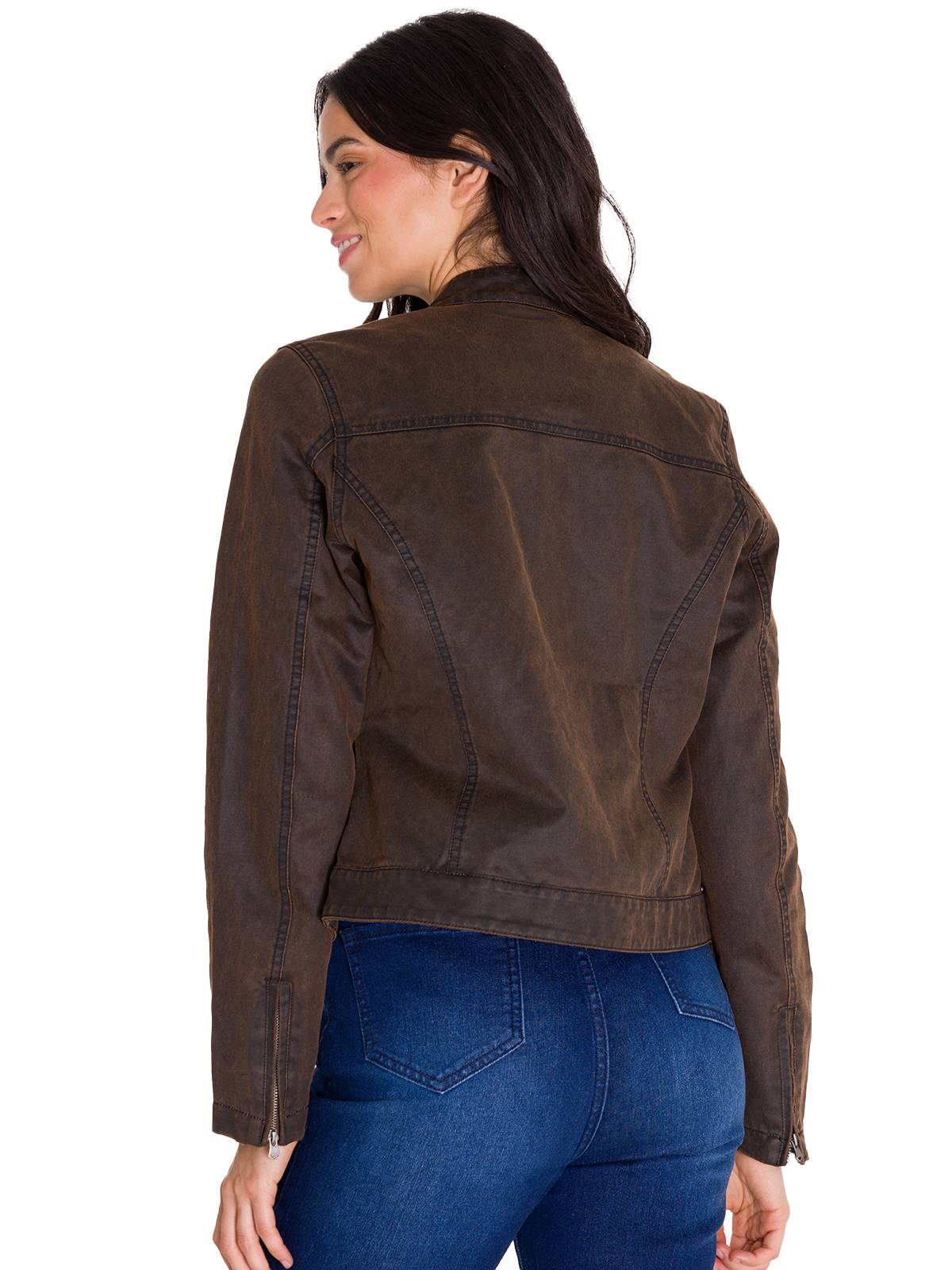 Chaqueta Manga Larga Casual Mujer WAXED MOTO Café Oscura Cat