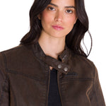 Chaqueta Manga Larga Casual Mujer WAXED MOTO Café Oscura Cat