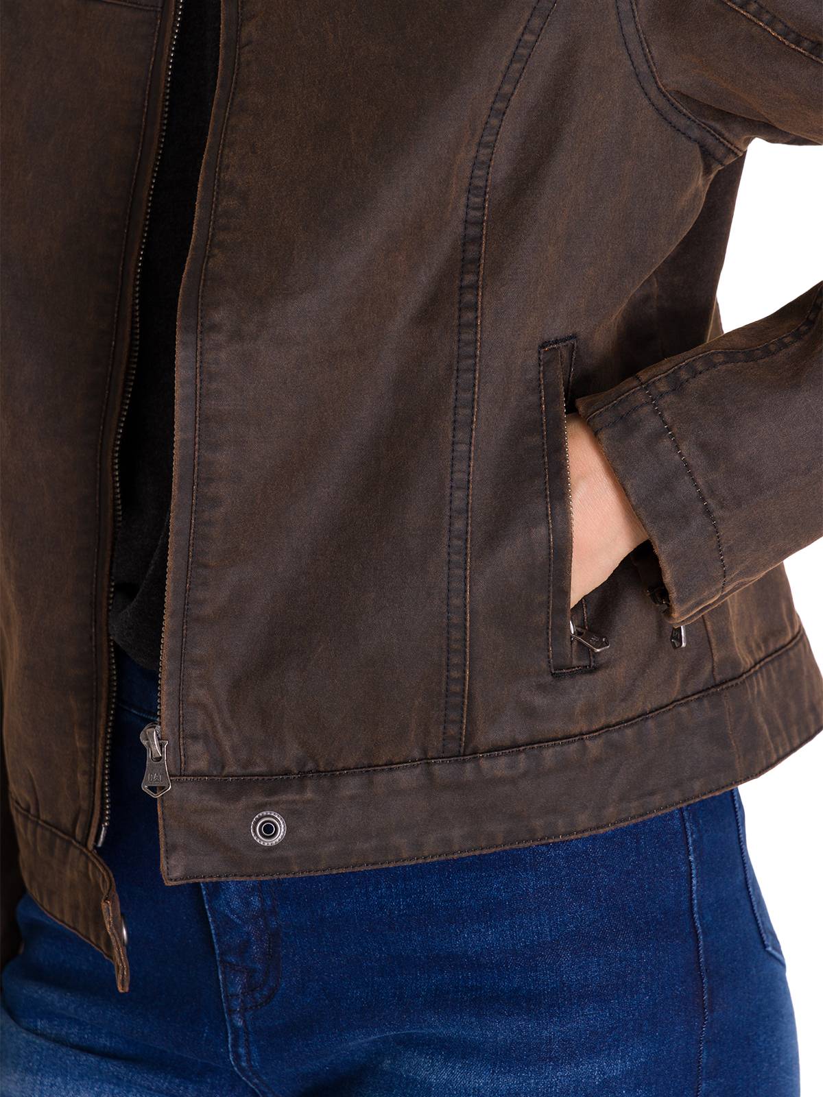 Chaqueta Manga Larga Casual Mujer WAXED MOTO Café Oscura Cat