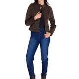 Chaqueta Manga Larga Casual Mujer WAXED MOTO Café Oscura Cat