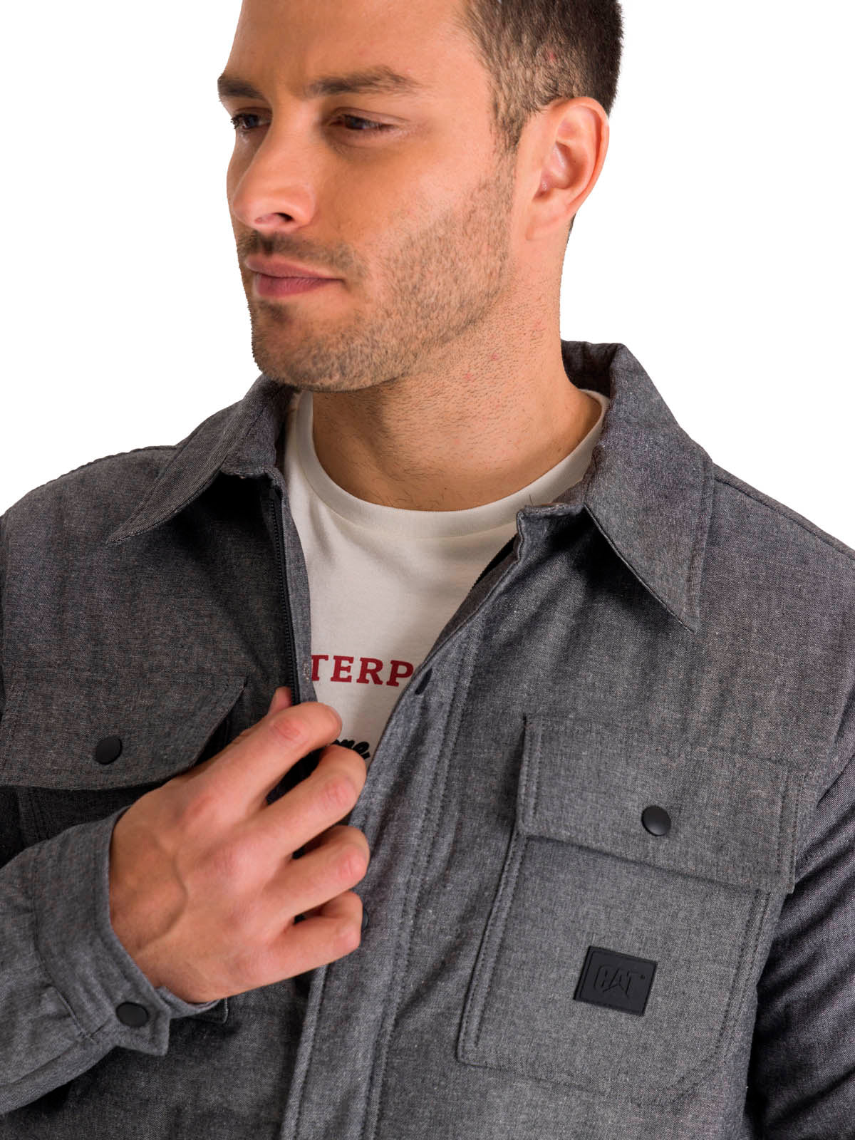 Chaqueta Manga Larga Hombre INSULATED SNAP FRONT SHIRT Gris Oscura Cat