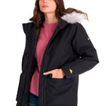 Chaqueta Manga Larga Casual Mujer MEDIUMWEIGHT INSULATED FAUX FUR HOODED Negra Cat