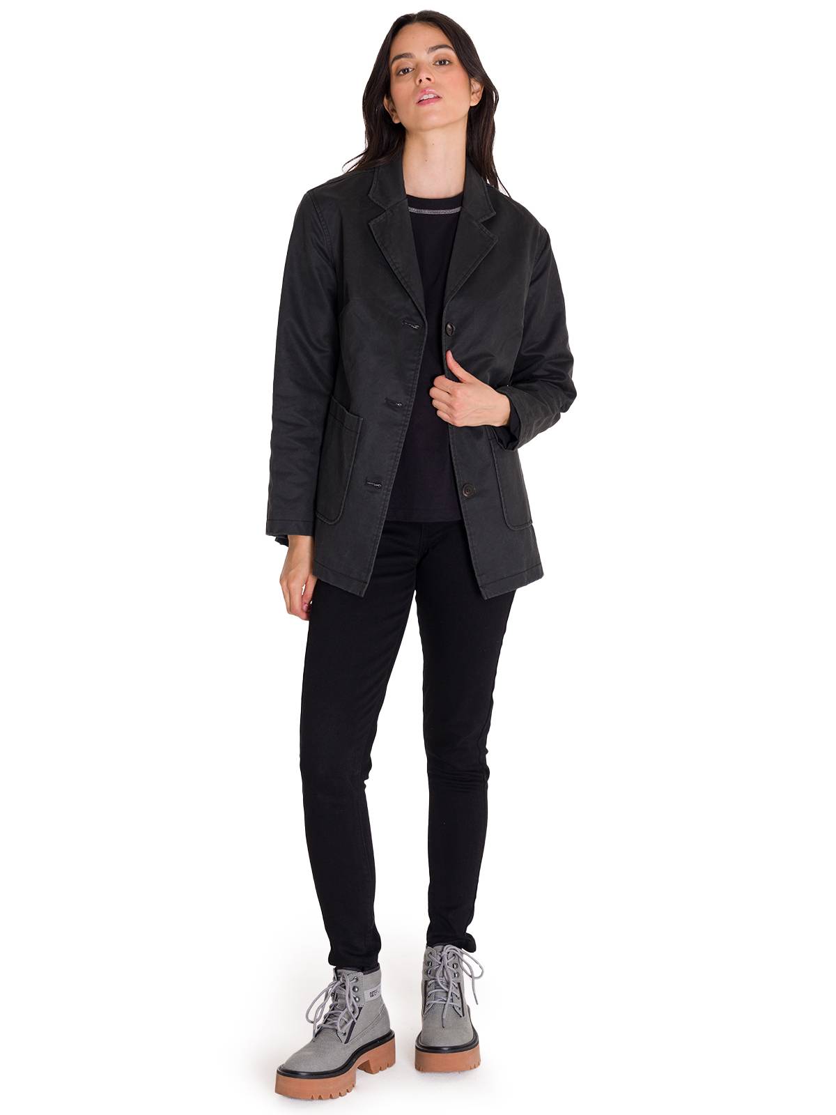 Blazer Manga Larga Mujer WAXED TWI RELAXED CHORE Negro Cat
