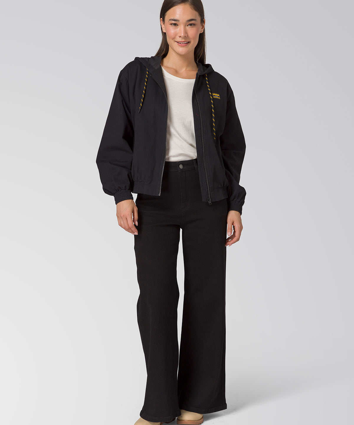 Chaqueta Con Gorro Manga Larga Mujer Utility Negro CAT