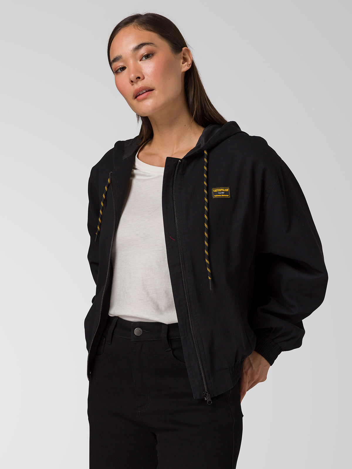 Chaqueta Con Gorro Manga Larga Mujer Utility Negro CAT