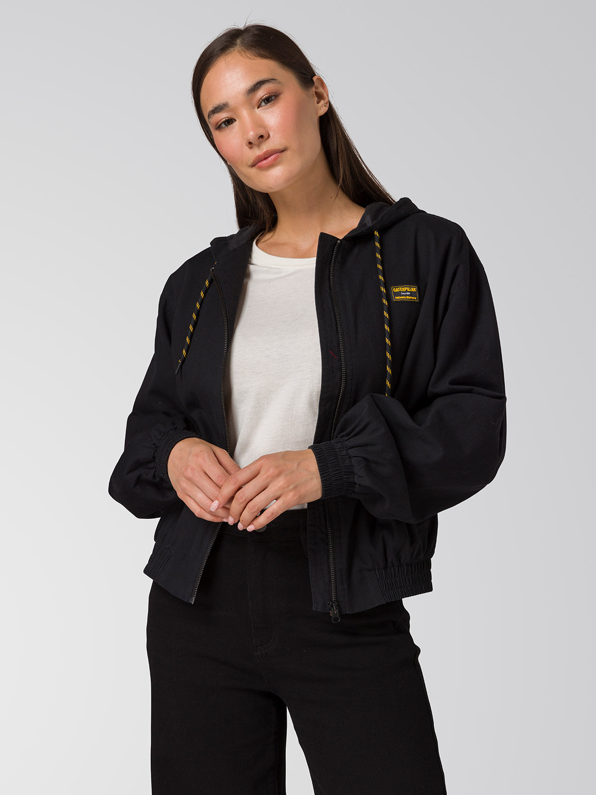 Chaqueta Con Gorro Manga Larga Mujer Utility Negro CAT