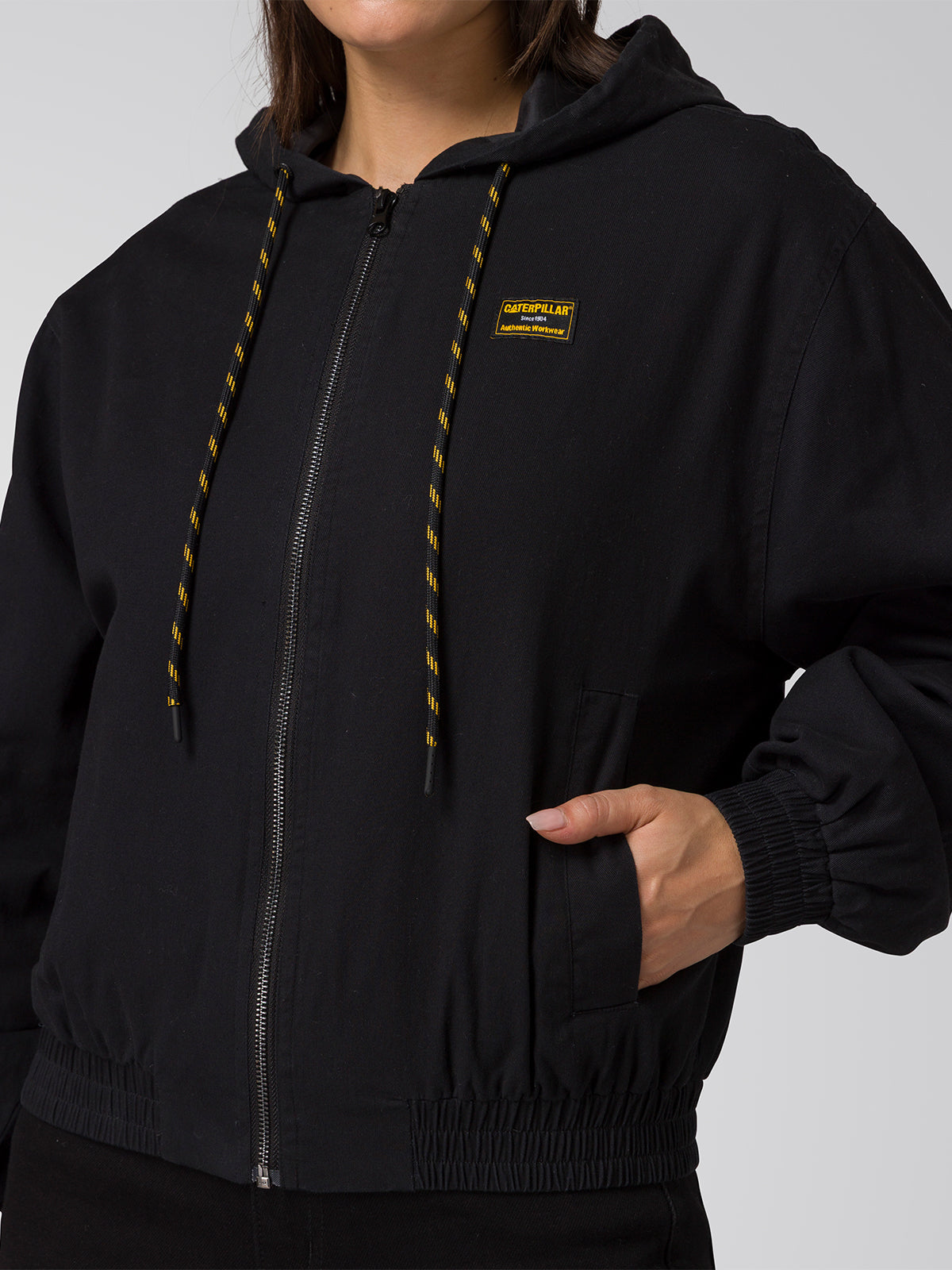 Chaqueta Con Gorro Manga Larga Mujer Utility Negro CAT