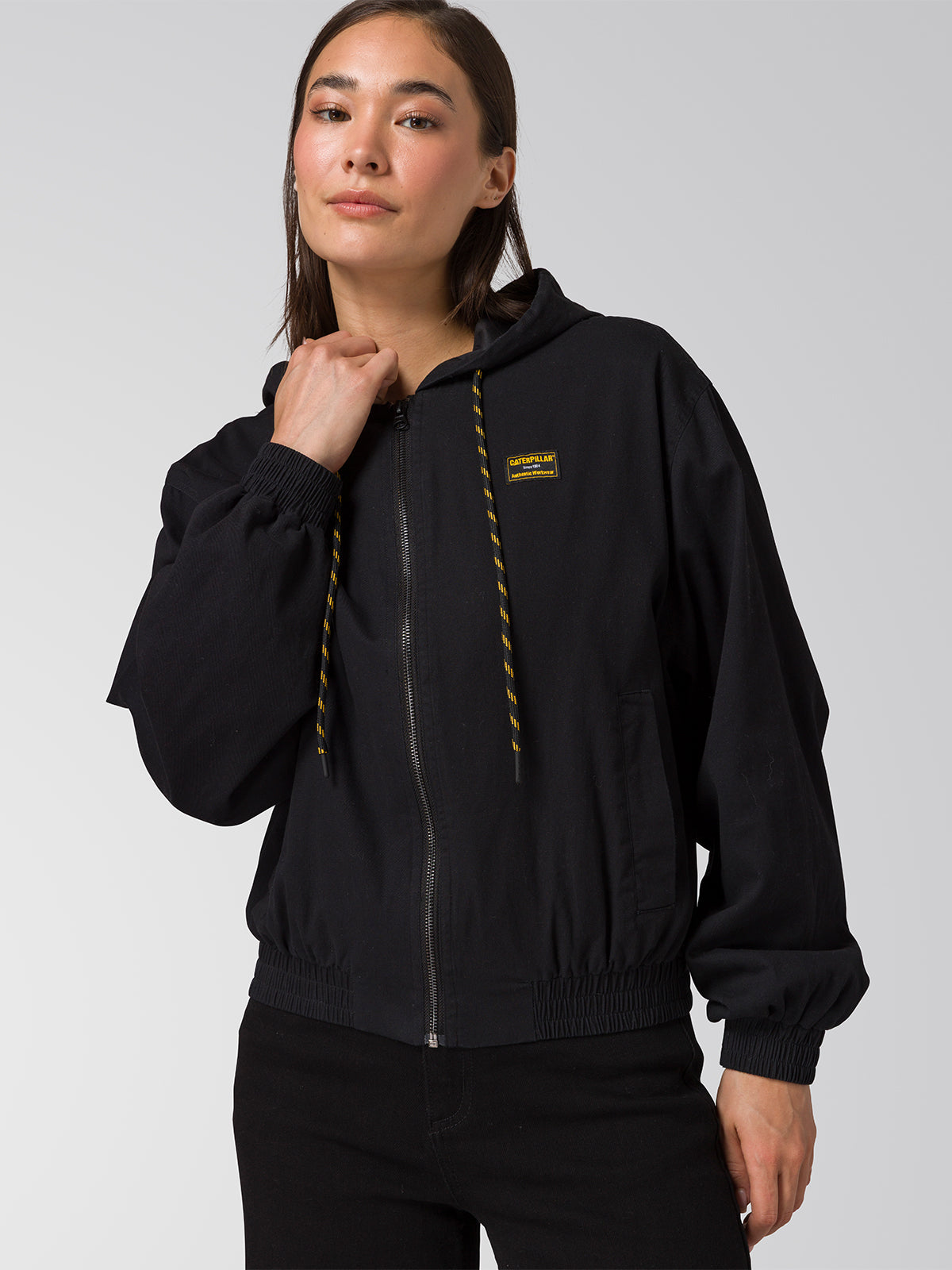 Chaqueta Con Gorro Manga Larga Mujer Utility Negro CAT