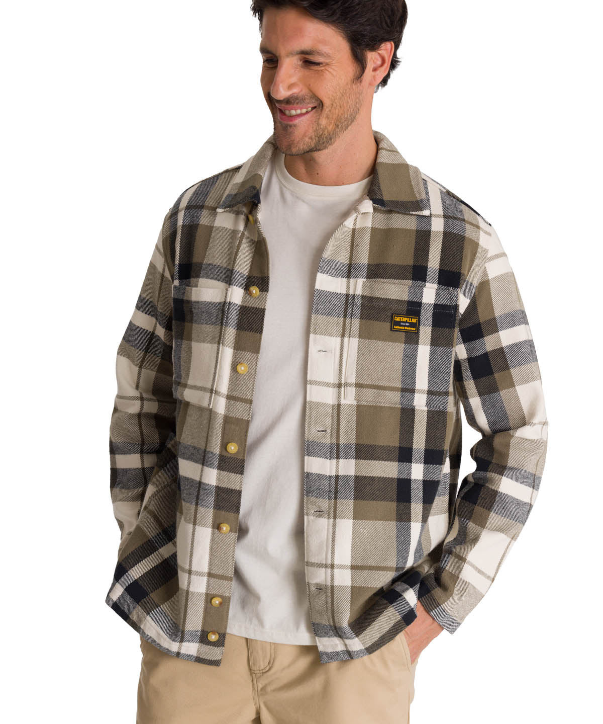 Chaqueta Manga Larga Hombre Flannel Oliva CAT