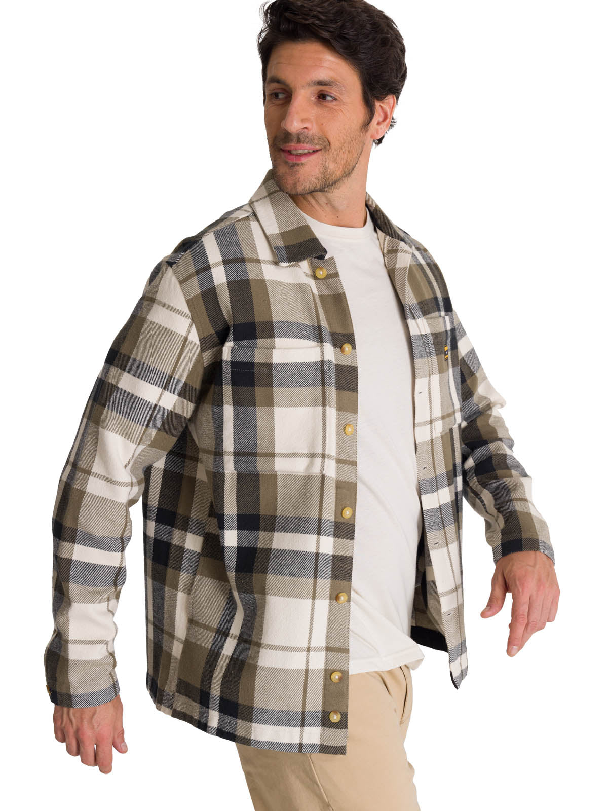 Chaqueta Manga Larga Hombre Flannel Oliva CAT