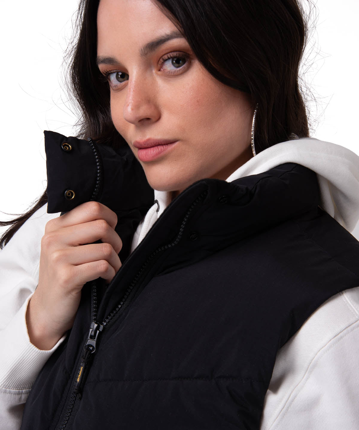 Chaqueta Vest Mujer Cropped Puffer Vest Negro CAT